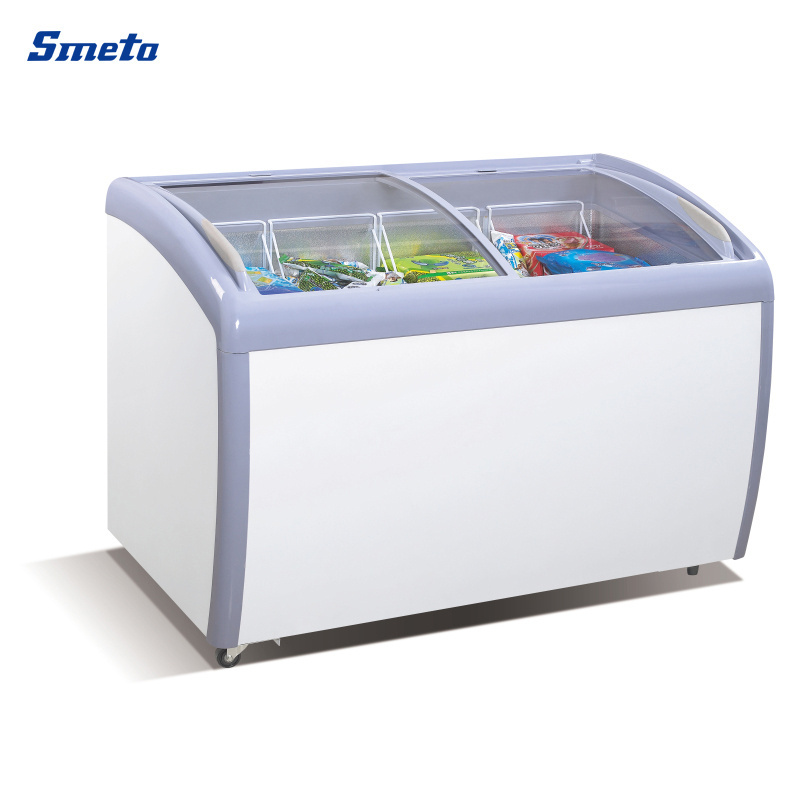 Three Side Stickers Outdoor Commerical Ice Cream Display Chest Freezer