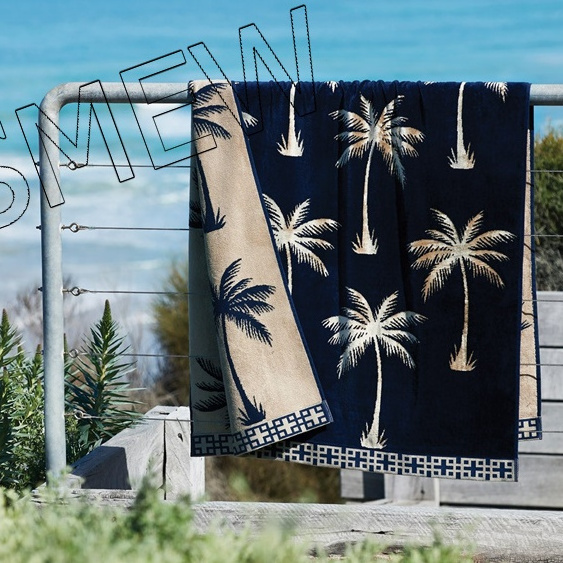 COTTON HOUSE MALIBU BEACH TOWEL - INK/GOLD