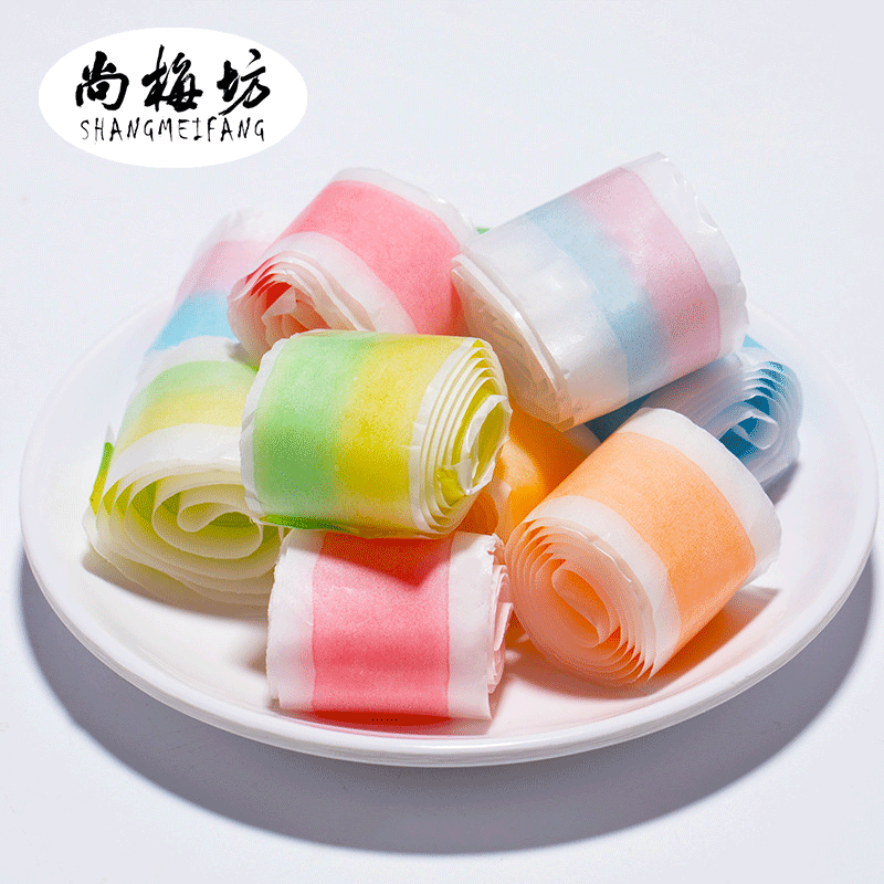 Preferential wholesale high quality gummy jelly soft sweets popular bulk fruit juice jelly Chewing gummy candy roll