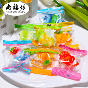 Preferential wholesale high quality gummy jelly soft sweets popular bulk fruit juice jelly Chewing gummy candy roll