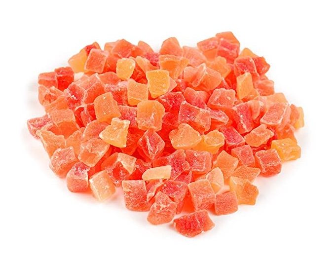 Hot Sale Mixed Colors Delicious Candied Preserved Fruit Diced Dried Papaya