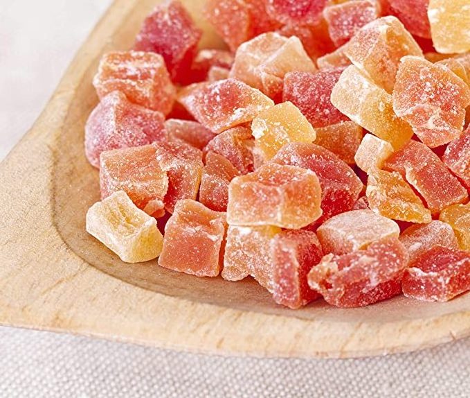 Hot Sale Mixed Colors Delicious Candied Preserved Fruit Diced Dried Papaya