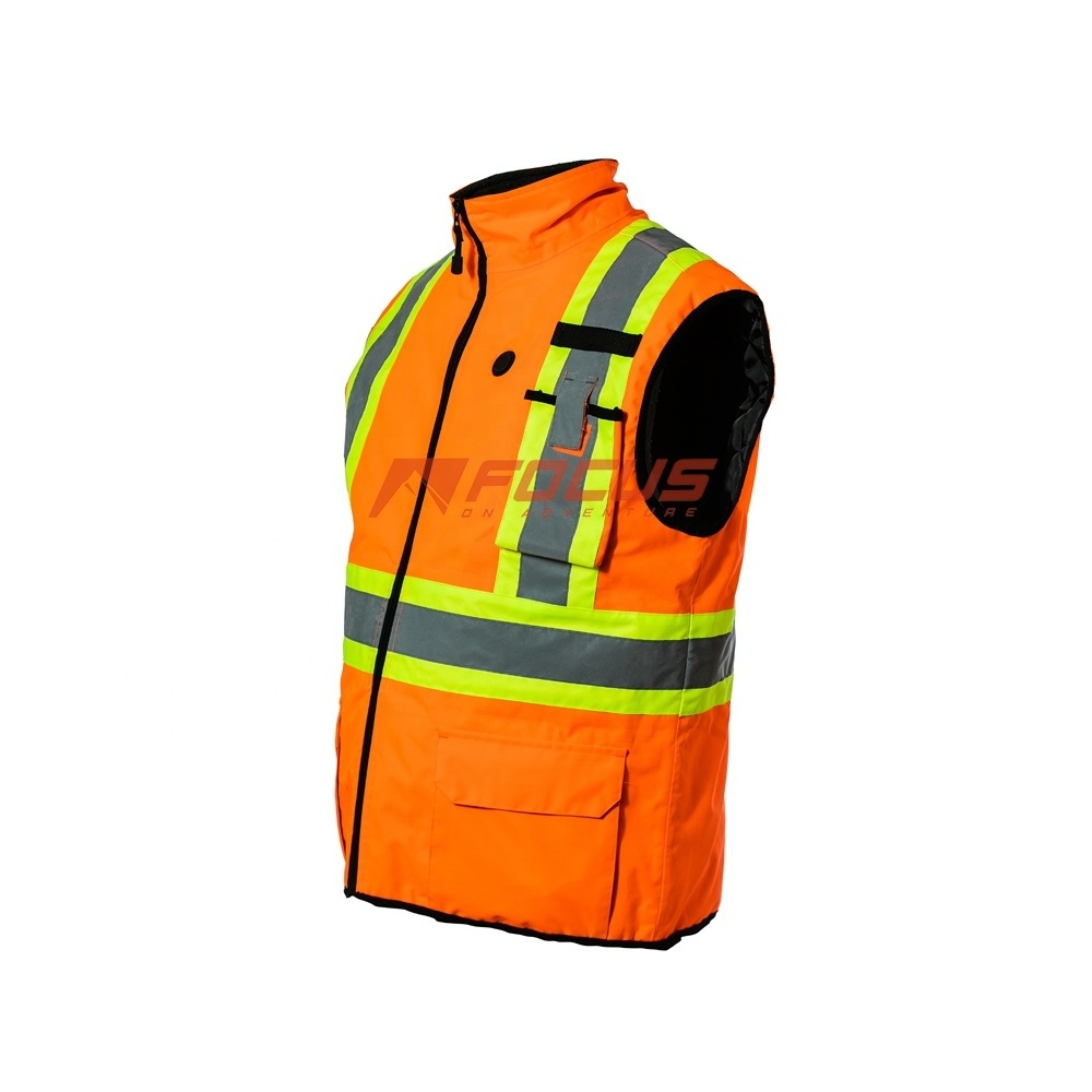 Hi-vis Oxford Reflective Safety Vest Windproof USB Heated Safety Jacket 5V Rechargeable Battery Heating Vest