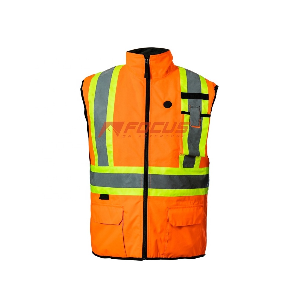 Hi-vis Oxford Reflective Safety Vest Windproof USB Heated Safety Jacket 5V Rechargeable Battery Heating Vest