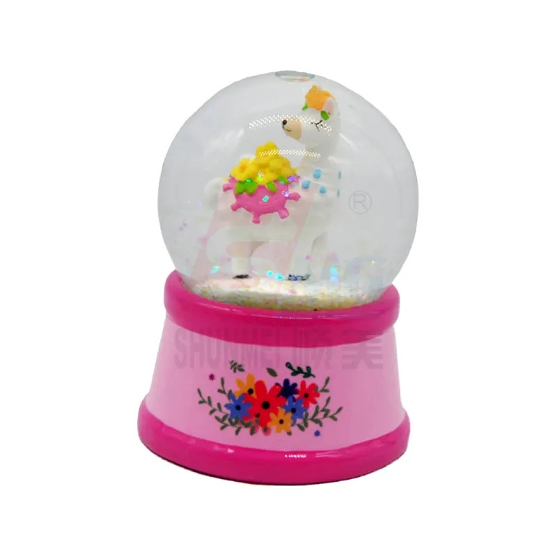 Custom Made Large Fairy Unicorn Led Snow Globe Snowman Music Glass