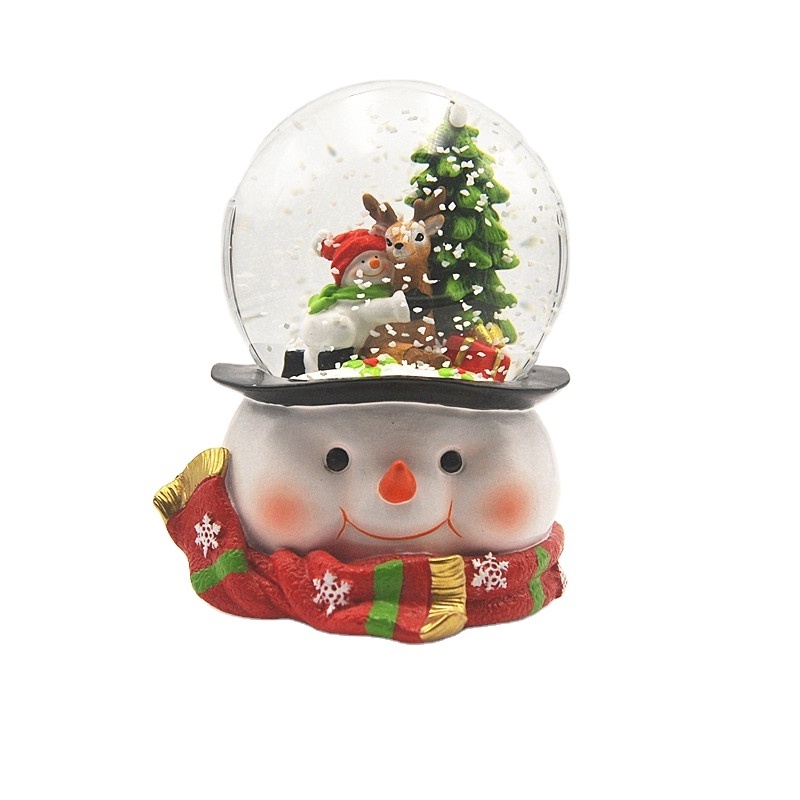 Hot Sale Custom Made Snowball Christmas Snowman Resin Snow Globe with Music