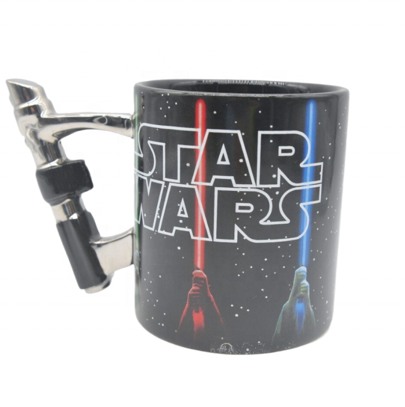 Hot sale customized starwars anime mugs cups creative black ceramic coffee mug