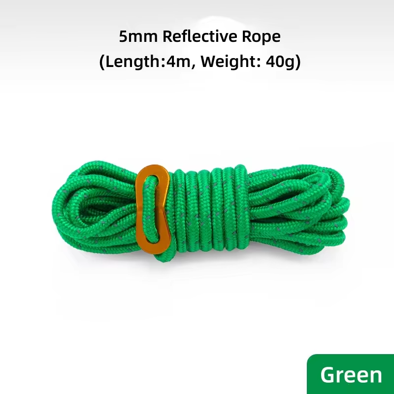 High-Reflective Guy Lines 4mm Tent Cords High-Strength Lightweight Camp Ropes with Aluminum Adjuster Tensioner for Tent