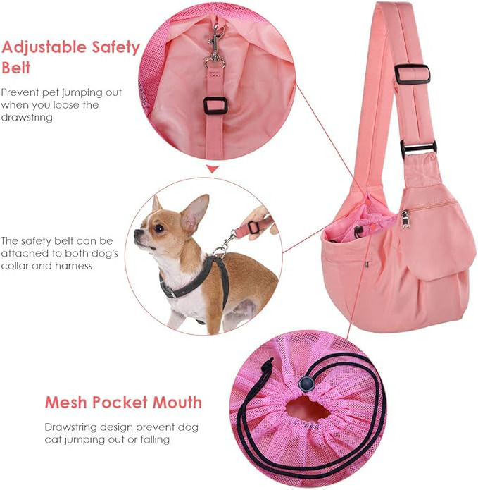 Adjustable Soft Padded Shoulder Strap Dog Slings Hard Bottom Support Dog Sling Carrier for Small Dogs