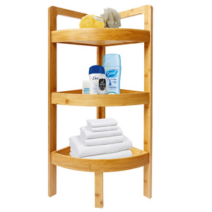 3 tier shelves wooden bamboo plant storage shelf shower caddy bathroom stand corner shelf for bedrooms and living rooms