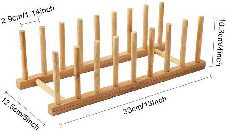 Durable kitchen organizer wooden cup stand holder drainer bamboo plate dish drying rack