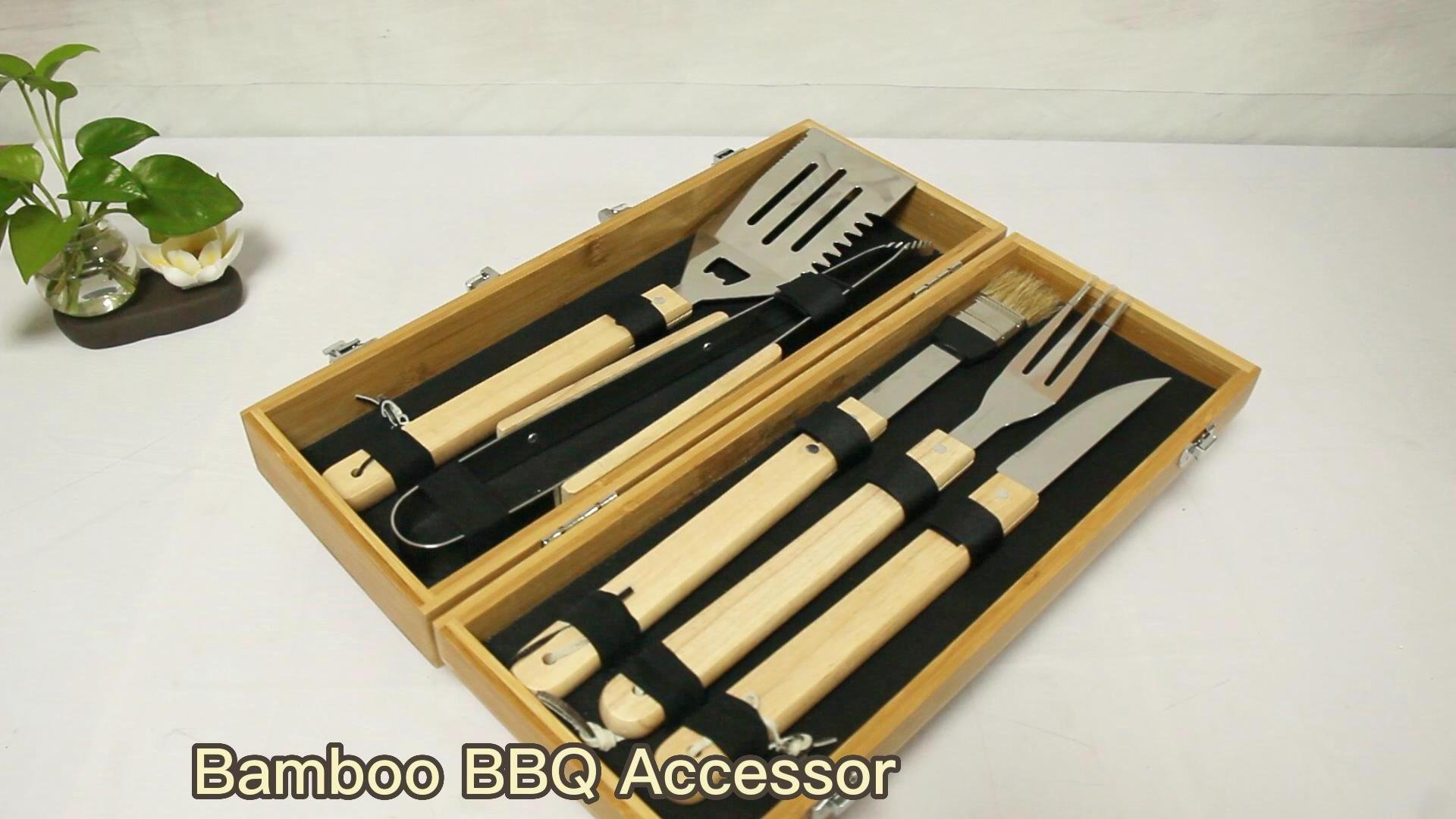 5pcs knife camping grill wholesale 3pieces barbecue tongs stainless steel 5 in 1 multifunction premium wood handle bbq tool set