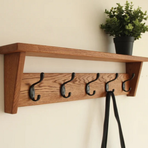 Decorative wall mounted coat rack Floating Shelf wood coat rack wall mount with hooks for Entryway Hallway