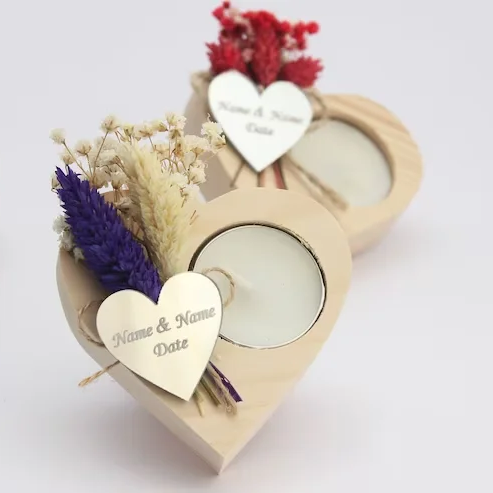 wedding Heart Shaped Tealight Candle Holder  tea light candle holders container wood tea light candle holder