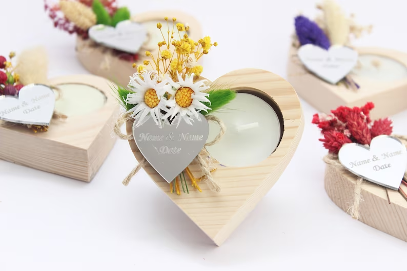 wedding Heart Shaped Tealight Candle Holder  tea light candle holders container wood tea light candle holder