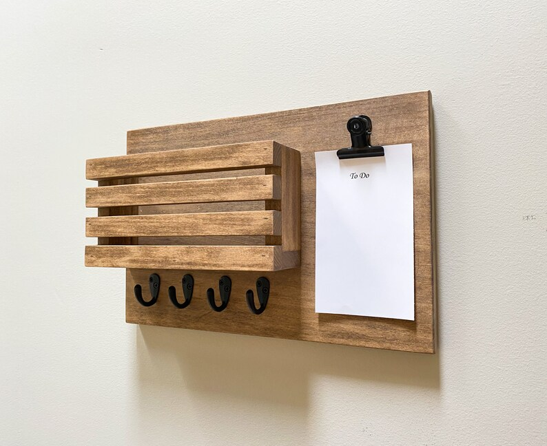 Entryway Wall Mounted Key Hanging Rack Mail Organizer Rustic Wall Mounted Mail Organizer for Wall keychain hanger