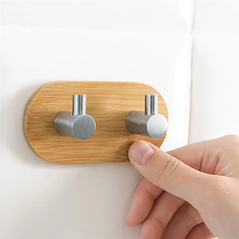 Home 304 Brushed Stainless adhesive wall metal robe coat rack clothes hook heavy duty bamboo adhesive hook for hanging towel