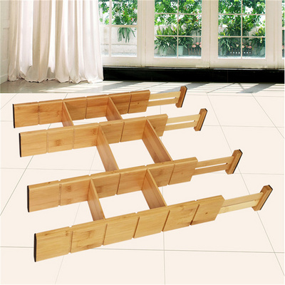 Kitchen Accessories Adjustable Socks Underwear Expandable Dresser Drawer Garment Organizer Dividers Set Bamboo Storage Drawers