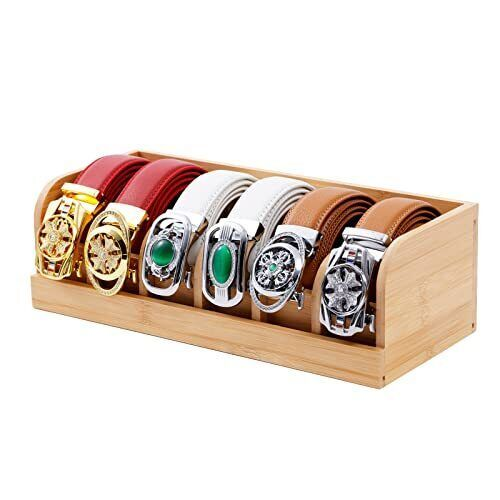 6 Grids  bamboo Closet Holder bamboo Organizer Box Belt Storage Belt Display Rack for Closet and Drawer