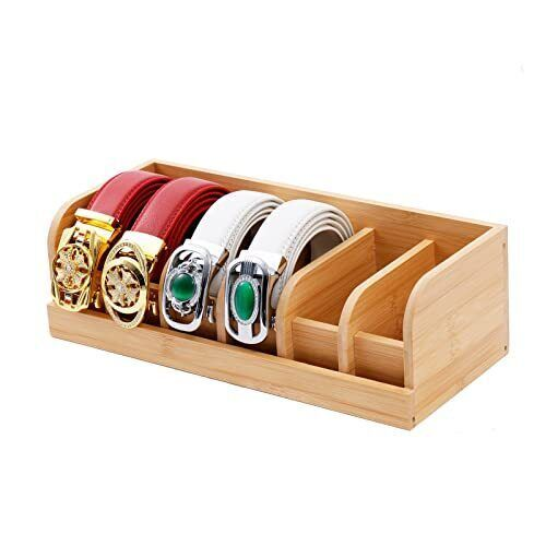 6 Grids  bamboo Closet Holder bamboo Organizer Box Belt Storage Belt Display Rack for Closet and Drawer