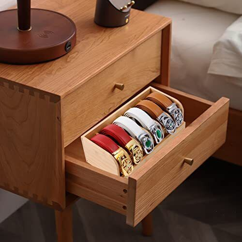 6 Grids  bamboo Closet Holder bamboo Organizer Box Belt Storage Belt Display Rack for Closet and Drawer