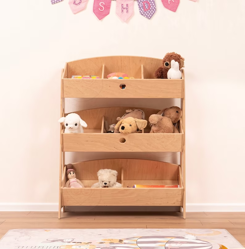 High Quality Large-Capacity Multifunctional Decorative wooden toy storage organizer kids bedroom for bookshelf