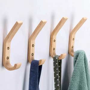 Decorative Natural Heavy Duty Wood Wall Hooks wall mounted folding clothes hanger drying rack bamboo wall clothes hanger