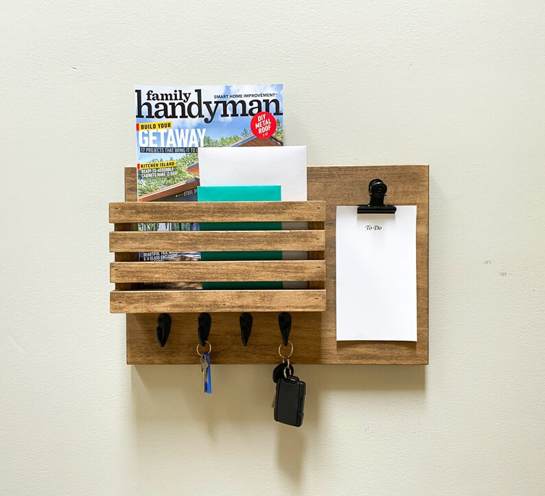 Entryway Wall Mounted Key Hanging Rack Mail Organizer Rustic Wall Mounted Mail Organizer for Wall keychain hanger