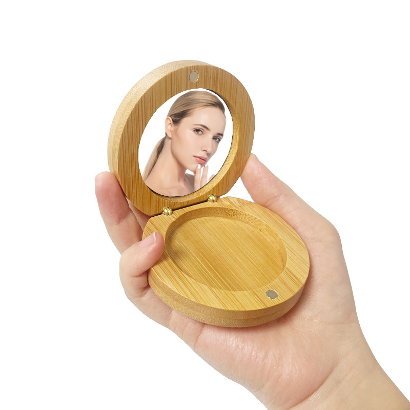 personalized engraved compact travel mirror makeup hand held mirror pocket unique wood custom compact mirror with logo