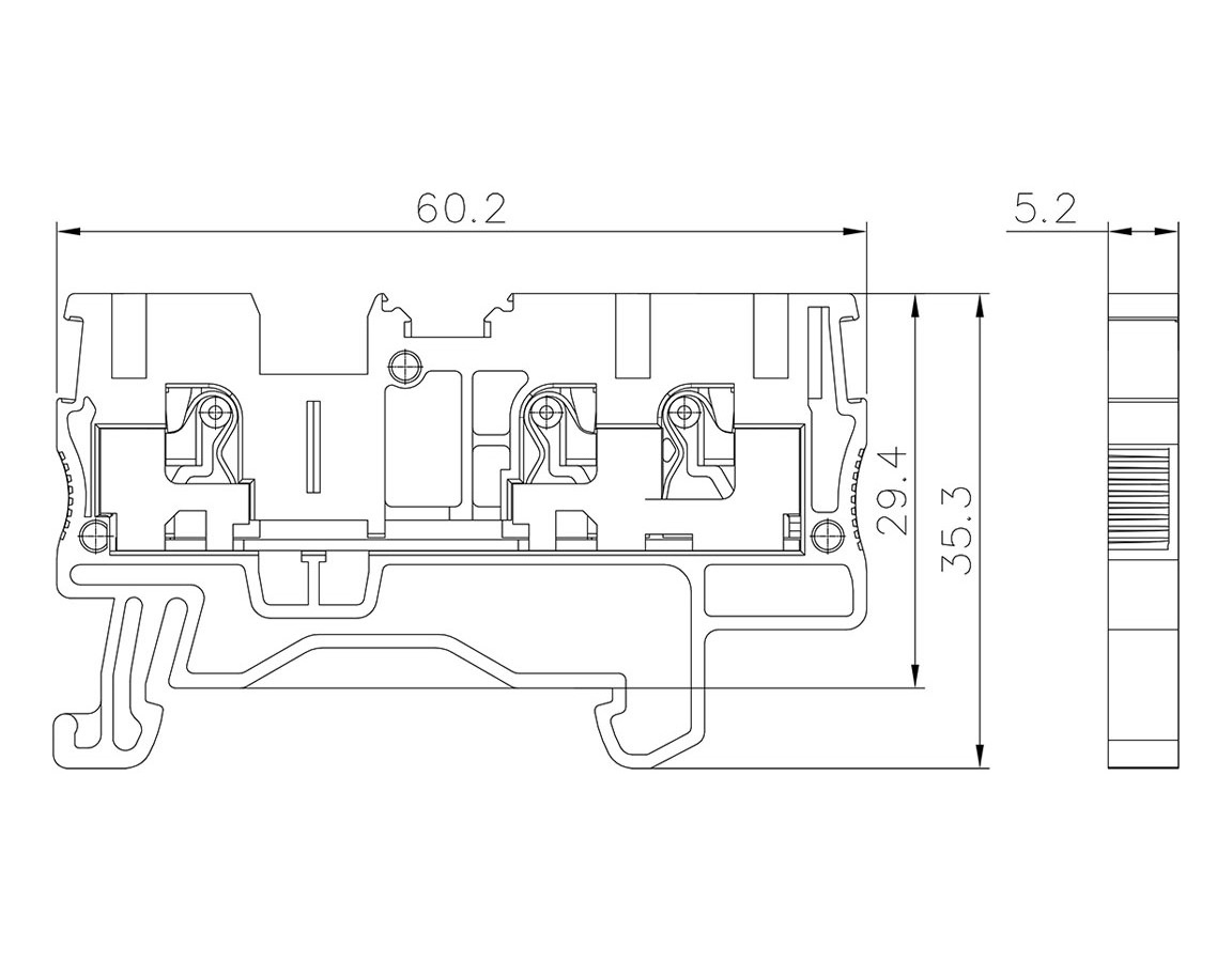 Factory direct sales Fast Wiring Connector Din Rail Terminal Block Pt2.5-3  Spring Connection Push In Conductors Wire Connector