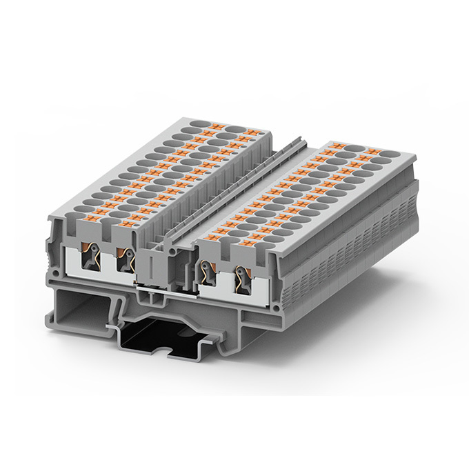 Factory direct sales Fast Wiring Connector Din Rail Terminal Block Pt2.5-3  Spring Connection Push In Conductors Wire Connector