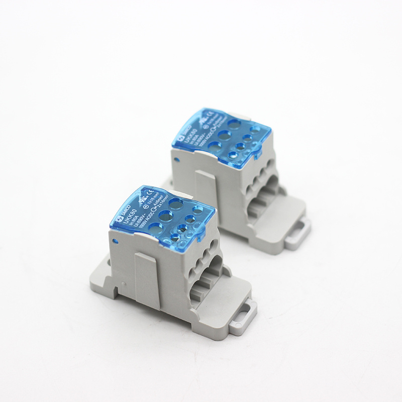 Guide rail type terminal block junction box UKK80A wire splitter zero line terminal block one in and six out junction box