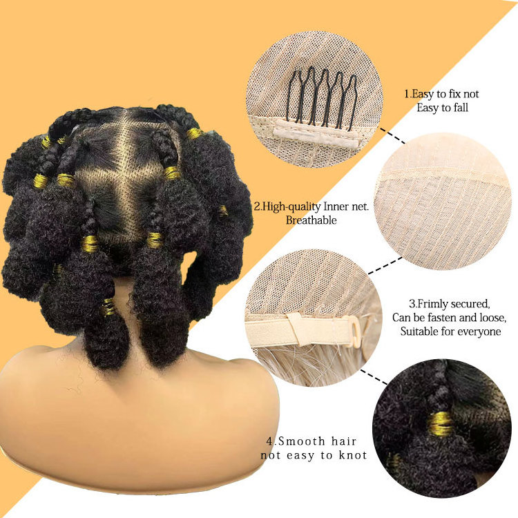 Wholesale Price Africa Full Lace Synthetic Braided Wigs Halloween Bnatu Knots Braided Wig 360 Lace Frontal Wig For Black Women