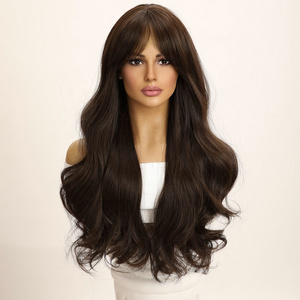 Hot selling  SMILCO Japanese and Korean style wigs black straight bangs large wavy curls wigs for white women