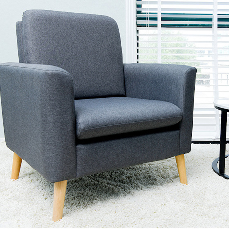 Modern Accent Fabric Chair Single Comfy Upholstered Arm Sofa Chair for Living Room With Wooden Legs