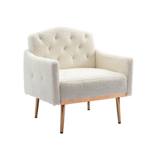 Nordic Upholstered Fabric Modern Teddy Boucle Living Room Comfy Accent Chair Furniture Single Sofa Chair