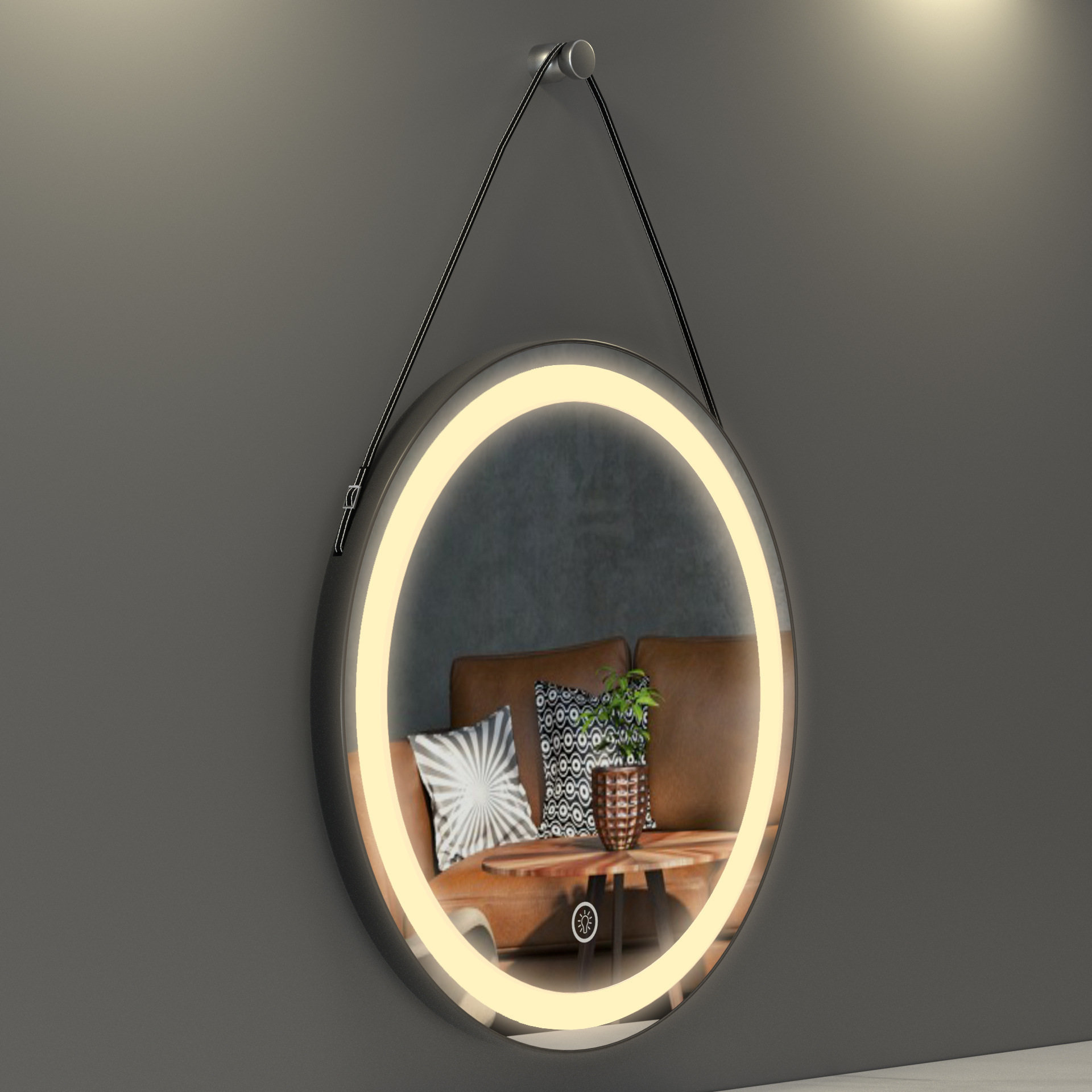 Hang Wall mounted Decorative Round Mirror Modern Luxury Smart LED Touch Switch Control Hotel Makeup Moon Vanity with lighting