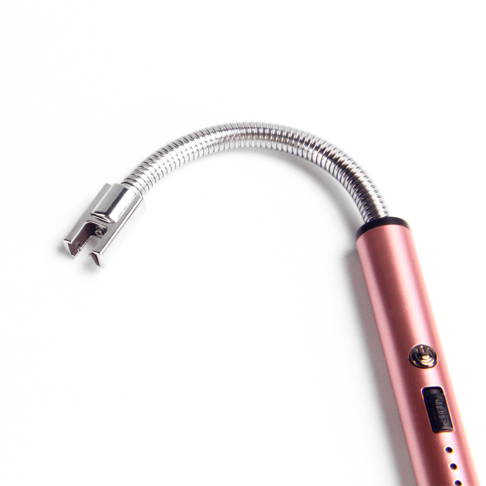 Custom Rose Gold Flameless ARC Electric USB Kitchen Lighters Electric Lighter USB rechargeable With Long Bendable Neck