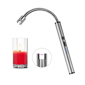 Creative Long Electric Candle Lighter USB Arc Lighter with LED Battery Indicator