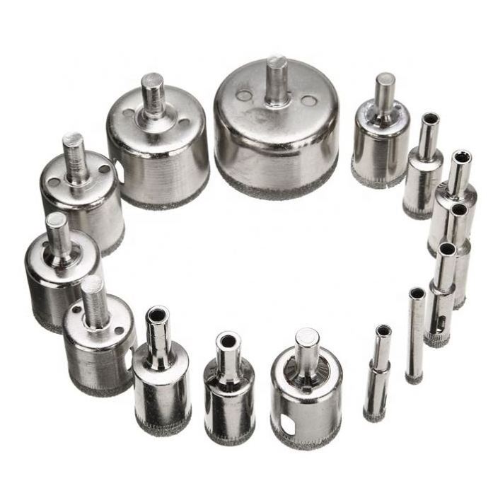 15pcs Diamond Hole Saw Drill Bit Sets Ceramic/Porcelain Tiles/Glass/Fish Tank/Quartz/Marble/Granite Core 12-50mm