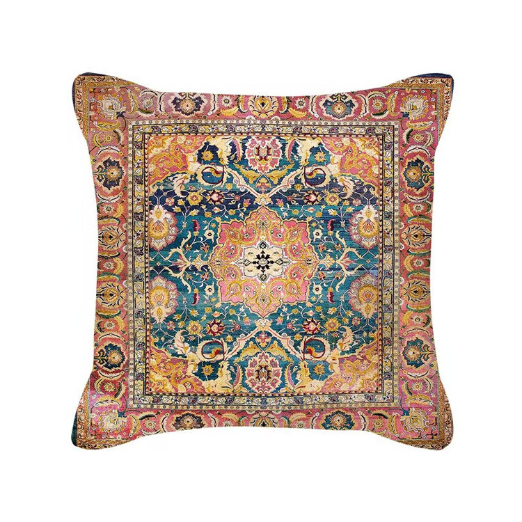 Turquoise Mandala Boho Throw Pillow Covers Cotton Linen Decorative Throw Pillow Case Cushion Cover