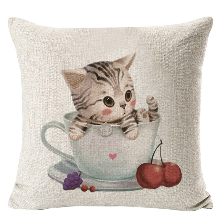 2024 Hot Sale Galaxy Cat Watercolor Print Modern New Factory OEM Wholesale Cotton Linen Garden Furniture Pillow Case