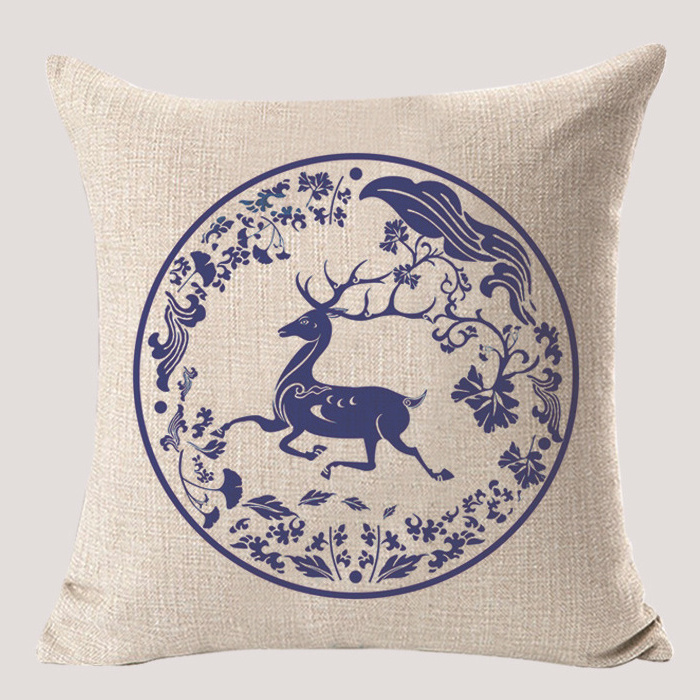 2024 China Supplier Best Price Sofa Chair Traditional Chinese Blue & White Porcelain Series Cotton Decorative Bulk Pillow Cases