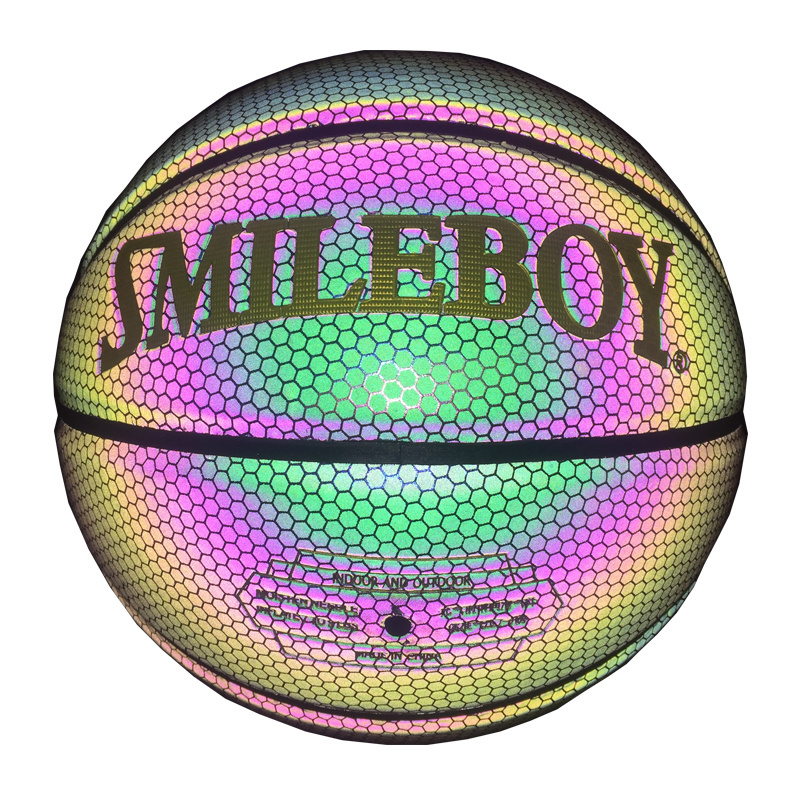 Glow in The Dark Freestyle Reflective Basketball Ball Offical Size 7 Natural Rubber and Butyl Composite Leather any Colors Match