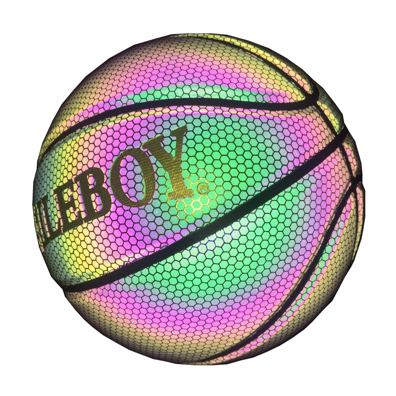 Glow in The Dark Freestyle Reflective Basketball Ball Offical Size 7 Natural Rubber and Butyl Composite Leather any Colors Match