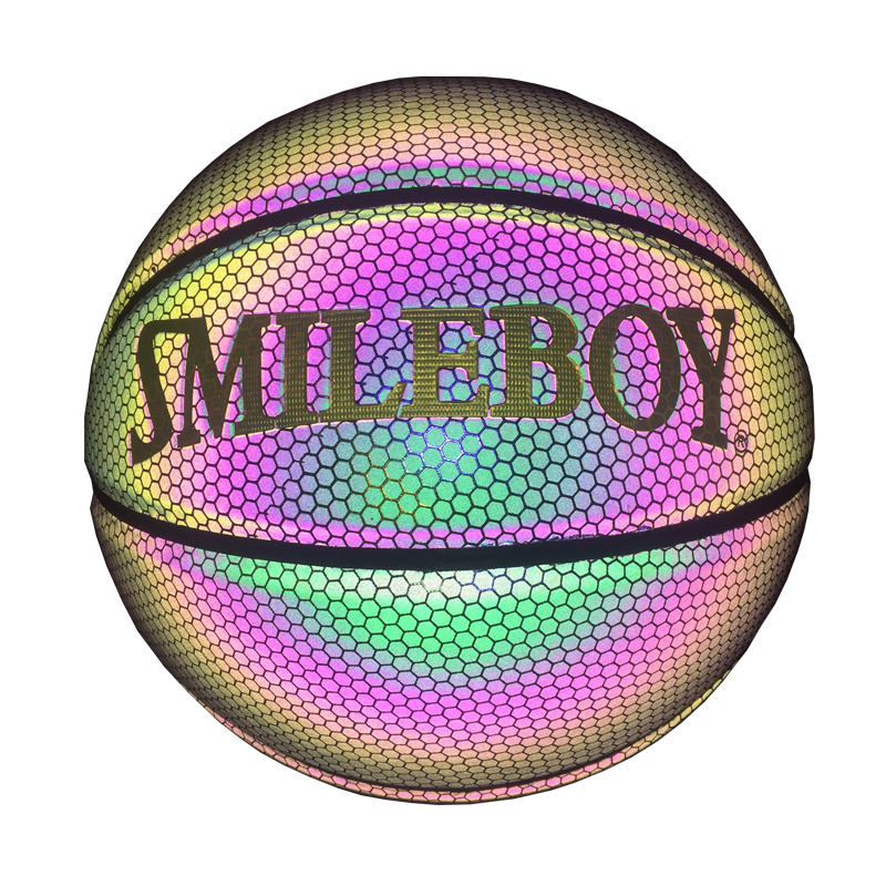 Glow in The Dark Freestyle Reflective Basketball Ball Offical Size 7 Natural Rubber and Butyl Composite Leather any Colors Match