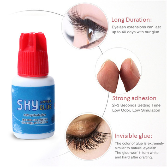 Korea Private Label Individual  Sky EYELASH Glue Red cap 1-2s Dry Time 5ml Sky S+ Glue For Eyelash Extensions Adhesive