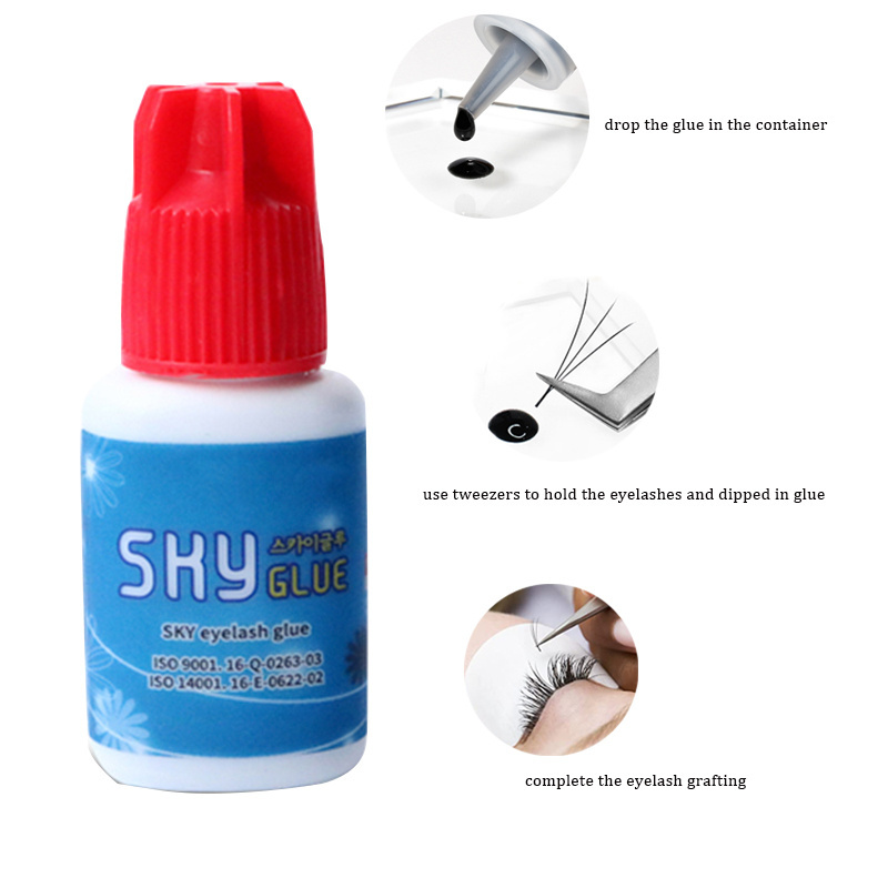 Korea Private Label Individual  Sky EYELASH Glue Red cap 1-2s Dry Time 5ml Sky S+ Glue For Eyelash Extensions Adhesive