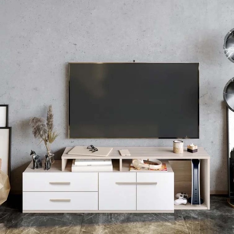 Novel Design Modern Style Wooden TV Stand with Plenty Storage Space for TVs up to 55