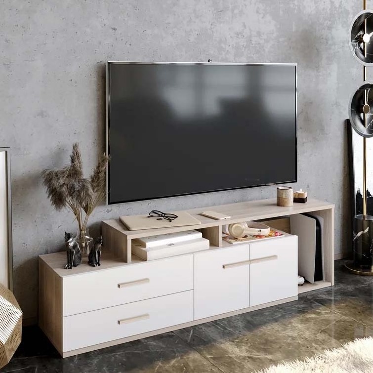 Novel Design Modern Style Wooden TV Stand with Plenty Storage Space for TVs up to 55